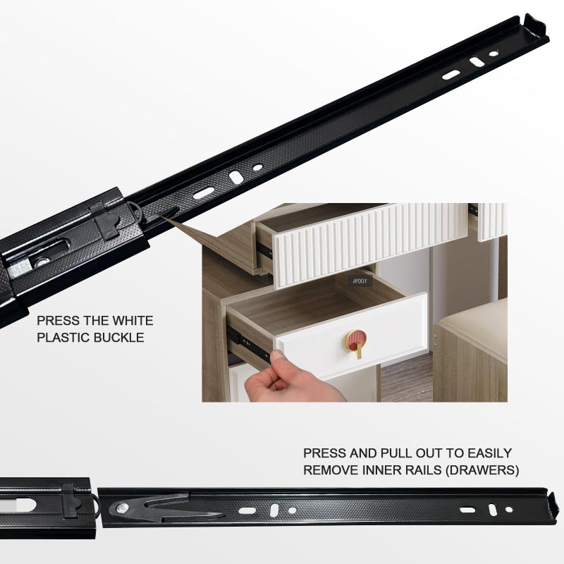 FCOUMY 16 inch Drawer Slides 4 Pairs (8pcs) Full Extension Ball Bearing Drawer Slides 3 fold Full Stretch Side Mount Drawer Slides 100 LB Capacity Drawer Slide 16"" Black - Image 5